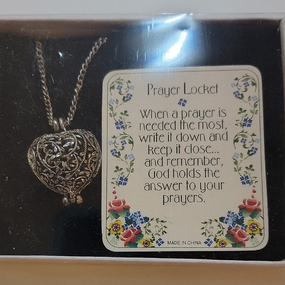 Silver Heart Prayer Locket Necklace